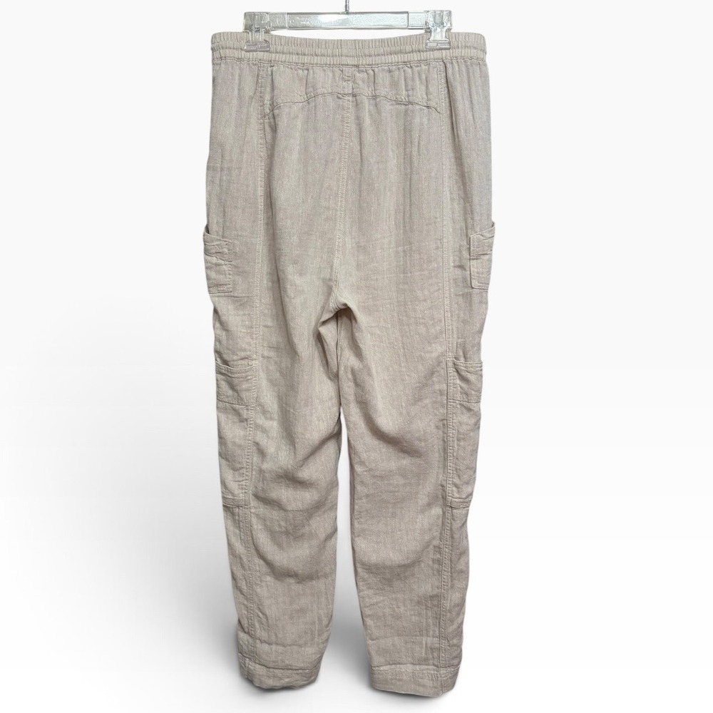 Free People Beige Linen Cotton Herringbone Cargo Pants Women's Size S